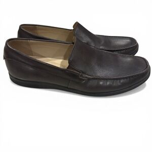 ECCO Womens Dark Brown Real Leather Slip On Loafers Moc Toe Flats Size 41